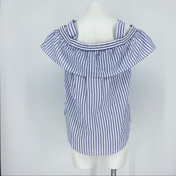 NWT Veronica Beard Lacey Striped Cold-shoulder Top Size 6 - Picture 5 of 10
